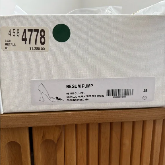 Amina Muaddi Iridescent Blue Heels - Picture 2 of 4